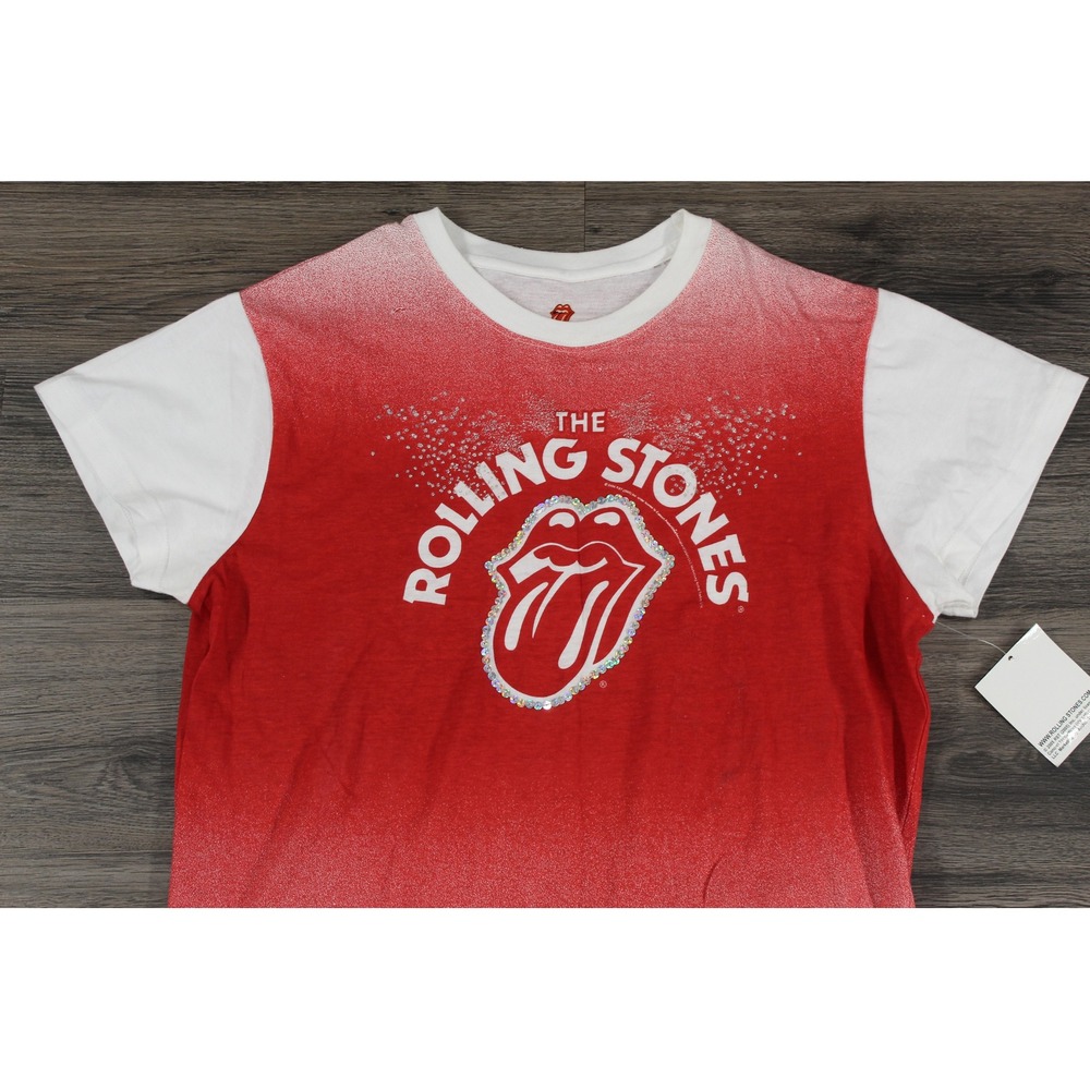 NWT Vintage Rolling Stones Graphic T-Shirt Official Licensed Band Tee Red White